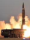 A tactical guided missile fired by North Korea in March 2021 [YONHAP]