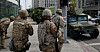The National Guard patrols Koreatown in Los Angeles on Monday to prevent any looting and plundering of Korean-run stores amid violent protests against the brutal murder of George Floyd in the United States. [YONHAP]