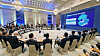 President Yoon Suk Yeol, high-ranking government officials and representatives from Samsung Electronics, SK and Hyundai Motor attend a briefing on the establishment of a massive chip complex in Gyeonggi. [YONHAP]