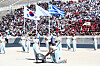 The Olympic flame is lit at the Panathenaic Stadium in Athens on Tuesday using the sun's rays and then passed to the official torch for the 2024 Gangwon Youth Olympics. The torch was first carried by Greek cross-country skier and biathlete Maria Belli and then passed to Korean figure skater Kim Hyun-gyeom, Greek alpine skier Apostolos Vougioukas and Korean moguls skier Yun Shin-ee before being transferred to a safety lamp and given to Gangwon 2024 Organising Committee Co-president Jin Jong-oh to bring back to Korea.  [HELLENIC OLYMPIC COMMITTEE]