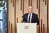 Bentley Motors Chairman and CEO Adrian Hallmark speaks during a press conference celebrating the open of Bentley Cube in Gangnam District, southern Seoul, last year. [BENTLEY MOTORS]