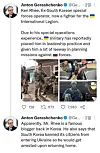 Screen capture of Anton Gerashcheknko, an official advisor for the Minister of Internal Affairs of Ukraine's Tweet about Rhee Ken. [SCREEN CAPTURE]