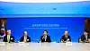 President Yoon Suk Yeol, center, speaks during a luncheon meeting with executives of foreign-invested companies at the Korea Chamber of Commerce and Industry headquarters in central Seoul on Wednesday. [JOINT PRESS CORPS]