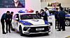 Police academy cadets examine a patrol vehicle on display at the Korea Police World Expo held at Convensia in Songdo, Incheon, on Wednesday. The exhibition is being held ahead of Police Day on Saturday. During a speech celebrating Police Day, President Yoon Suk Yeol stressed the need to improve public safety, especially crimes against vulnerable people, including sexual offenses. [YONHAP]