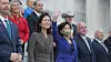 'Chosen' captures Congresswomen Michelle Park Steel, left, and Young Kim, waving to the cameras after the swearing-in ceremony of the newly elected Congress in 2020. [CONNECT PICTURES]