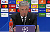 Real Madrid manager Carlo Ancelotti speaks duirng a postgame press conference after his side's clash with Manchester City in the first leg of the Champions League semifinals at Santiago Bernabeu Stadium in Madrid, Spain on Tuesday. [ONE FOOTBALL]