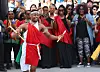 A Burundian traditional performance is performed at the Gwanghwamun Square in central Seoul on Sunday, the last day of the African cultural festival ahead of 2024 Korea-Africa Summit to be held on June 4 and 5. [YONHAP]