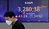 A screen in Hana Bank's trading room in central Seoul shows the Kospi closing at 3,280.38 points on Wednesday, up 43.24 points, or 1.34 percent, from the previous trading day. [NEWS1]
