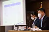 KDI officials including Jung Kyu-chul, head of the KDI's macroeconomic analysis and forecasting office, right, annoucnes its economic forecast for this year at the government office in Sejong on Thursday. [YONHAP]
