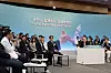 President Yoon Suk Yeol, right, listens to a doctor speak as he presides over a town hall meeting on medical reform at the Seoul National University Bundang Hospital in Seongnam, Gyeonggi, on Thursday, the eighth in a series of public livelihood debates held since the beginning of the year. [PRESIDENTIAL OFFICE]
