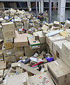 Packages waiting for delivery pile up at a logistics center in Seoul on Sunday as delivery workers take a mandatory three-day break from their work. Logistics companies designated every 14th as a day off for employees in order to ensure workers’ health. This month, the break last for three days as the substitutive holiday for Liberation Day was designated on Monday. [YONHAP]