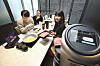 KT's serving robot waits on customers at Modern Shabu House in Gwanghwamun, central Seoul. [KT]