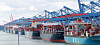 Cargo to be exported overseas being loaded on a dock in Busan on March 2. Growing expectations of a global recovery has helped improve Korea's current account balance. [YONHAP]
