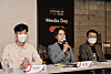 From left: Jake Park, Socar CEO and chairman of the Korea Startup Forum (KSF); Lee Young, Minister of SMEs and Startups (MSS) and Choi Sung-jin, KSF CEO, during a press briefing on ComeUp 2022 held on Tuesday in Gangnam District, southern Seoul [MSS]
