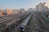 A subway train arrives at Yongsan Station in central Seoul on Tuesday. The People Power Party will announce a campaign pledge to bury railroads underground on Wednesday. President Yoon Suk Yeol has strongly pushed for relocating railroads beneath the ground. The government hopes that burying the tracks will open up opportunities for redevelopment, whether for residential or business purposes. The deterioration of neighborhoods near rail tracks has been a long-standing issue. [YONHAP]