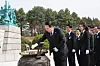 President Yoon Suk Yeol and first lady Kim Keon-hee pay respects to 55 fallen soldiers at Daejeon National Cemetery in Daejeon on Friday to mark the eighth West Sea Defense Day. [JOINT PRESS CORPS]