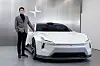 Ham Jong-sung, managing director of Polestar Korea, poses with the Polestar Precept at the Destination Seoul in Hannam-dong, central Seoul, on Tuesday. [POLESTAR KOREA]