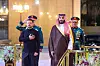 Saudi Crown Prince Mohammed bin Salman, right, accompanying Ukraine's President Volodymyr Zelensky during a guard of honor at the Royal Palace in Jeddah on March 10, 2025. Ukraine will present the United States on March 11 with a plan for a partial ceasefire with Russia, hoping to restore support from its key benefactor, which under President Donald Trump has demanded concessions to end the three-year war. [AFP/SPA/YONHAP]