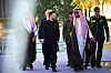 Ukraine's President Volodymyr Zelensky, center left, is welcomed by Deputy Governor of Makkah Region Prince Saud bin Mishal bin Abdulaziz, center right, upon his arrival to Jeddah for talks between Ukrainian officials, Saudi and U.S. representatives. [UKRAINIAN PRESIDENTIAL PRESS SERVICE/AFP/YONHAP]
