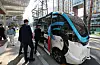 An autonomous vehicle is undergoing a test run on May 26 in front of the Suwon Convention Center in Yeongtong District, Suwon, Gyeonggi, two days ahead of the opening of the 20th Intelligent Transport Systems Asia-Pacific. [NEWS1]