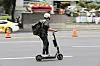 Food being delivered via e-scooter in Seoul. Food orders have surged as people continue to spend time at home due to Covid-19, contributing to online purchase breaking 16 trillion won for the first time in May. [YONHAP]