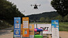 A drone delivers CU convenience store items to the designated delivery spot at a Tancheon water park in Seongnam, Gyeonggi. [BGF RETAIL]