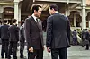 Lee Jung-jae, left and Jung Woo-sung during a scene from 'Hunt.' [JOONGANG ILBO]