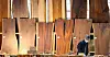 Wooden tables are on display at the Housing Brand Fair & Tool Show held at COEX in Gangnam District, southern Seoul, on Thursday. [YONHAP]
