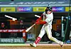 Choi Ji-hoon of the SSG Landers hits a two-run home run over the right field fence in Game 2 of the 2022 Korean Series between the SSG Landers and Kiwoom Heroes at Incheon SSG Landers Field in Incheon on Wednesday. [YONHAP]