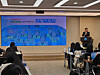 Jang Gwang-ik, vice president of the brand section at Woori Financial Group, speaks at a news conference at Woori's headquarters in central Seoul on Wednesday. [WOORI FINANCIAL GROUP]