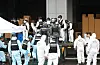 Firefighters and police conduct a joint investigation on Wednesday into the cause of a fire on Tuesday at the SLC Distribution Center in Yongin, Gyeonggi. Five workers were found dead and 64 were rescued. Eight of those rescued sustained serious injuries. [YONHAP]