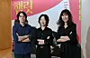 From left: Playwright Jeong Jin-sae, actor Lee Bong-ryeon and director Bu Sae-rom pose during a press conference for the National Theater Company of Korea's latest adaptation of ″Hamlet″ at Myeongdong Theater in central Seoul on Monday. [NATIONAL THEATER COMPANY OF KOREA]