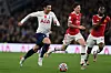 Tottenham Hotspur's striker Son Heung-Min runs with the ball during a Premier League match against Manchester United at Tottenham Hotspur Stadium in London, on Saturday.[AFP/YONHAP]