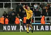 Hwang Hee-chan celebrates scoring the equalizer for Wolverhampton Wanderers in a game against Newcastle United at St. James' Park in Newcastle, England on Sunday. [REUTERS/YONHAP]