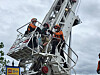 Fire fighters rescue passengers from an amusement park ride at Legoland Korea on Jungdo Island in Chuncheon, Gangwon, as the ride stopped midway Thursday afternoon. [YONHAP]