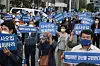 Supporters of former Prime Minister Lee Nak-yon rally in front of the National Assembly in Yeouido, western Seoul, Monday, criticizing the Democratic Party (DP) primary race results and demanding for a proper runoff with frontrunner presidential candidate Lee Jae-myung. [YONHAP]