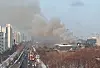A fire breaks out at the National Hangeul Museum in Yongsan District, central Seoul at around 8:40 a.m. on Feb. 1. [NEWS1]