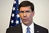 In this June 26, 2019 file photo, then-U.S. Secretary for Defense Mark Esper speaks prior to a meeting of NATO defense ministers at NATO headquarters in Brussels, Belgium. [AP/YONHAP]