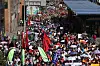 People participate in a demonstration called by Chavismo, in support of Venezuelan migrants deported from the United States to El Salvador in Caracas, Venezuela, on March 25. [EPA/YONHAP]