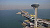 The extensive seawall that also operates the world's largest tidal power plant in Ansan, Gyeonggi. The city, which has the lead in energy self-sufficiency of which nearly 10 percent is generated from renewable energy, plans to expand its renewable energy capacity including windfarms and offshore solar farms. [YONHAP]