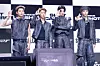 LNGSHOT poses for photos during a showcase for the release of the group’s first EP, ″Shot Callers,″ at Myunghwa Live Hall in western Seoul on Jan. 13. [DANIELA GONZALEZ PEREZ]