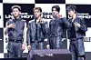LNGSHOT poses for photos during a showcase for the release of the group’s first EP, ″Shot Callers,″ at Myunghwa Live Hall in western Seoul on Jan. 13. [DANIELA GONZALEZ PEREZ]