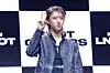 LNGSHOT’s Woojin poses for photos during a showcase for the release of the group’s first EP, ″Shot Callers,″ at Myunghwa Live Hall in western Seoul on Jan. 13. [DANIELA GONZALEZ PEREZ]