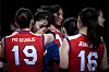 Team Korea celebrates their third win of the Volleyball Nations League 2021 after beating Canada 3-2 in Rimini, Italy on Monday. [FIVB]