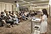 Diana Lee from CJ CheilJedang's Global HR team, introduces the company's Global Frontier Internship to attendees. [PARK SANG-MOON]