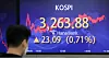 A screen in Hana Bank's trading room in central Seoul shows the Kospi closing at 3,263.88 points on Tuesday, up 23.09 points, or 0.71 percent, from the previous trading day. [NEWS1]