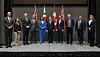 Representatives of the Canadian government, LG Energy Solution, Electra Battery Materials, Avalon Advanced Materials, and Snow Lake Lithium, pose for a photo after signing supply agreements in Toronto. [LG ENERGY SOLUTION]