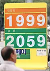 The average gasoline price nationwide was 1,998.83 won per liter ($5.77 per gallon), down 0.17 percent from a day earlier, at 8 a.m. on Thursday, according to Opinet, the Korea National Oil Corporation's official oil price management system website. A display board shows the gasoline price at a gas station in Seoul on the same day. [YONHAP]