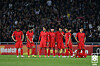 The U-20 Korean national football team reacts after losing to Uzbekistan in the AFC U-20 Asian Cup semifinals at Milly Stadium in Tashkent, Uzbekistan on Wednesday. [YONHAP]