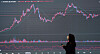 An electronic display board at the Bithumb office in Gangnam, southern Seoul, shows bitcoin volatility on March 25, when the travel rule was enforced in Korea. [NEWS1]